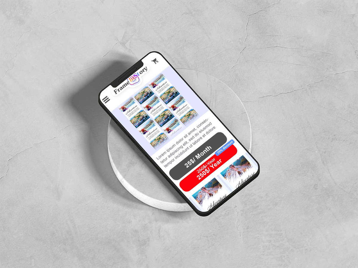 Дизайн мобильного приложения для создания красивых stories для Instagram.