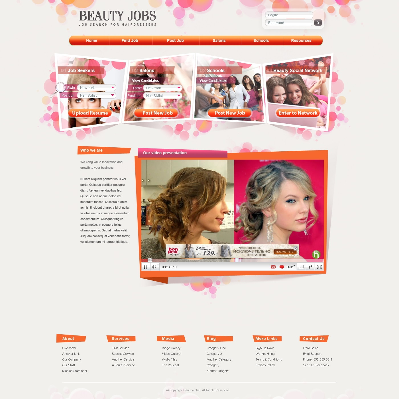 Создание оформления сайта для поиска парикмахерских услуг